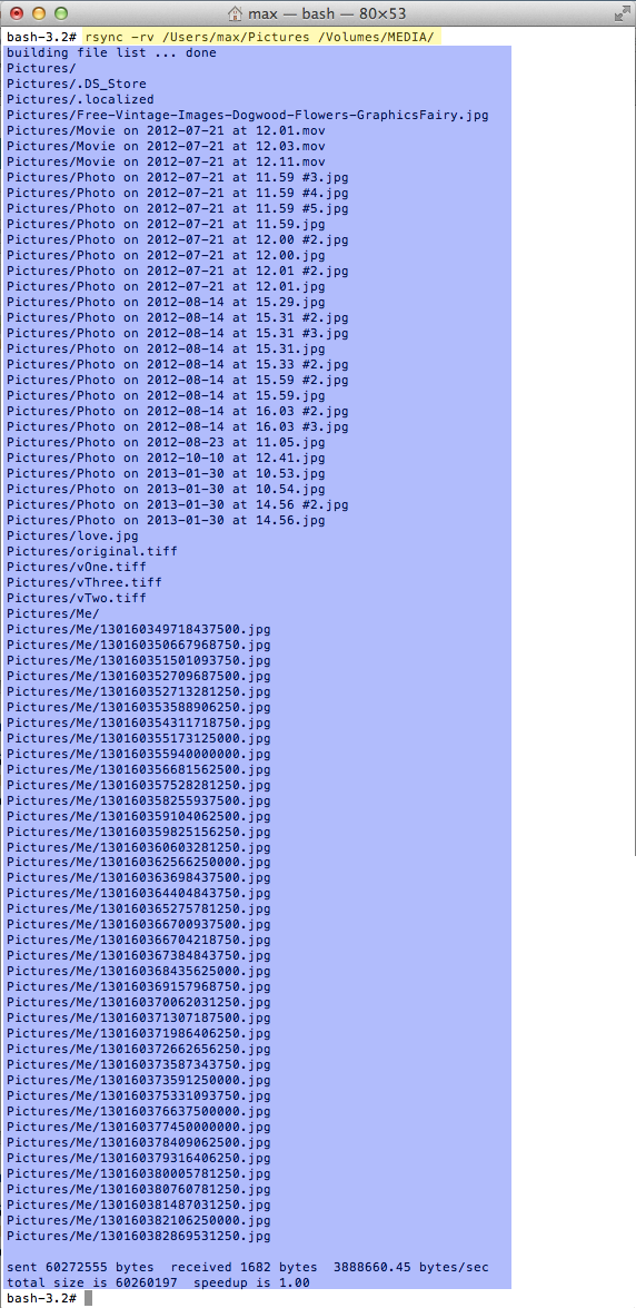 rsync files to removable device